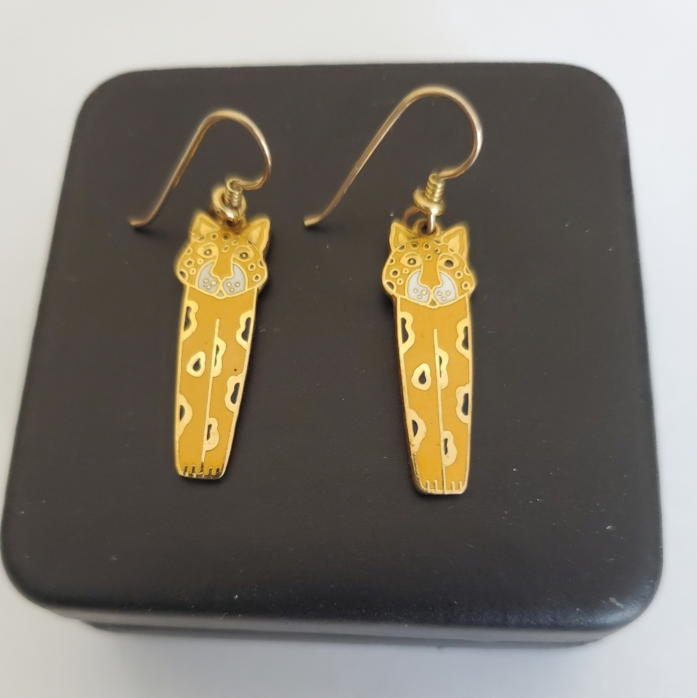 Laurel Burch Leopard Earrings, Yellow/Cream